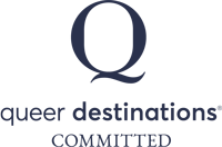 Q, queer destinations committed badge